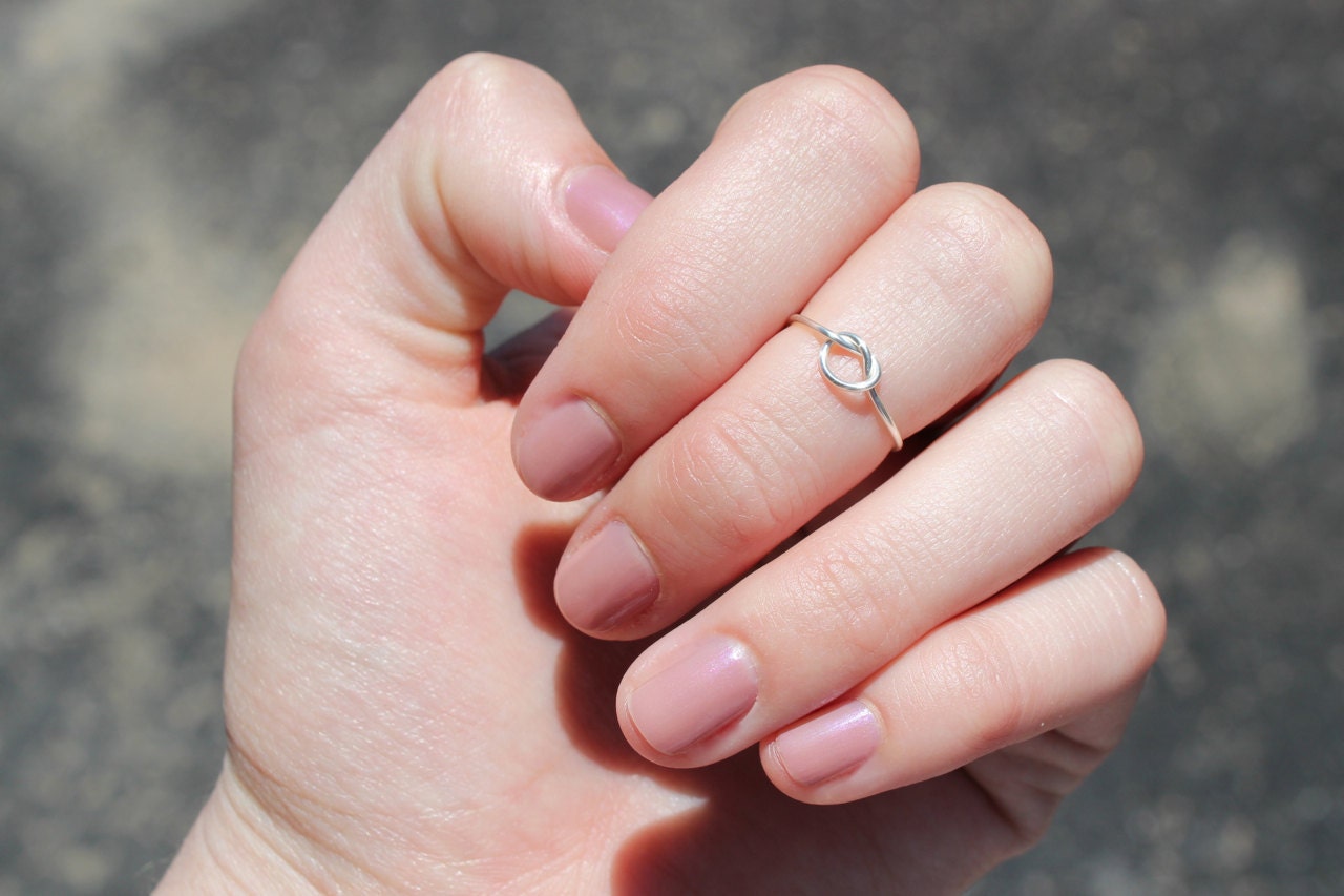 Infinity Ring : Tiny Delicate Silver Plated Wire Infinity Knot Ring, First Knuckle, Hand Bent, Friendship, Promise