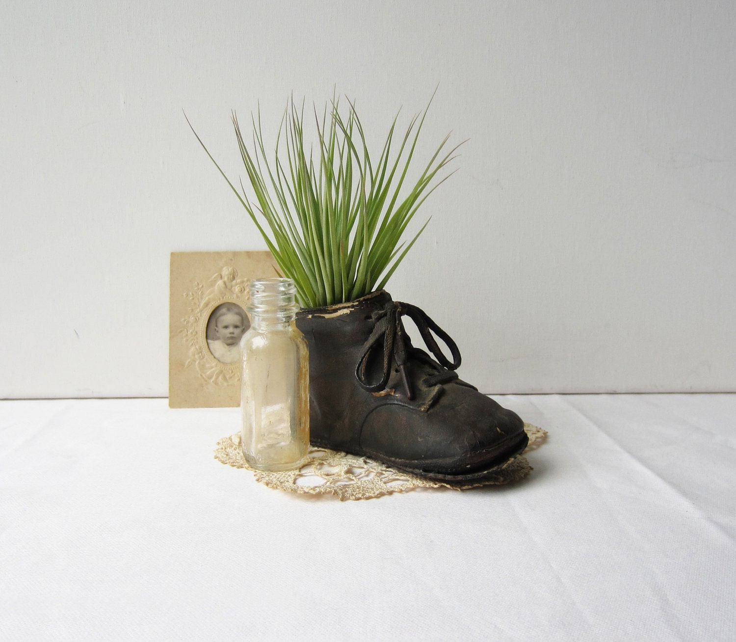 Vintage Leather Baby Bootie - Bronze Baby Shoe