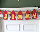 Firetruck Birthday Banner with Name Banner