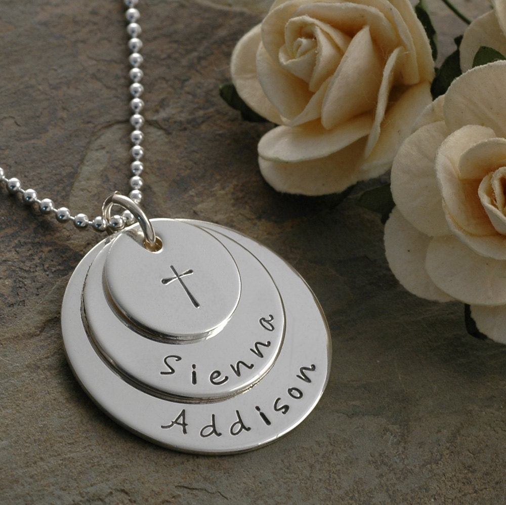 Hand Stamped Necklace - Personalized mother's jewelry