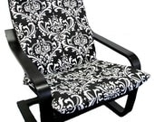 Slipcover for IKEA Poang Chair in Black & White Damask