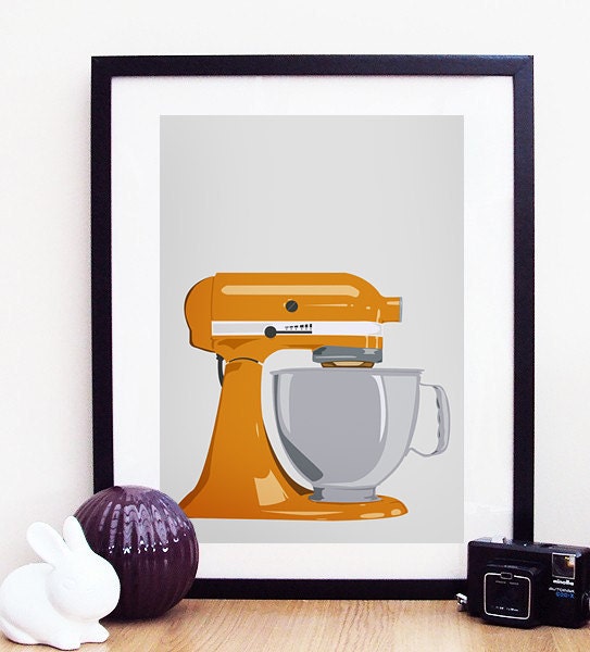 Kitchen Aid Mixer Poster Print A3 / 11x14 - Orange