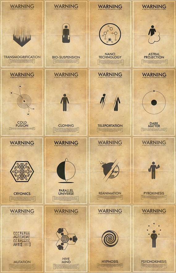 Fringe Science Fiction Inspired Iconography Poster Series - 16 11x17 Vintage Warning Posters