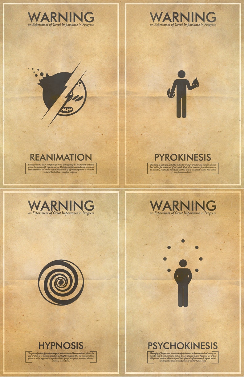 Any 5 Fringe Science Fiction Inspired Iconography Poster Series - 11x17 Vintage Warning Posters