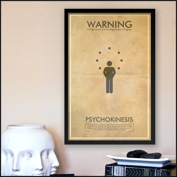 Fringe Science Warning Posters - Psychokinesis Inspired Vintage Iconography 11x17 Print