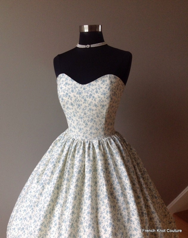 Tea Length Wedding Dress PETUNIA, Alternative, Cotton Prints