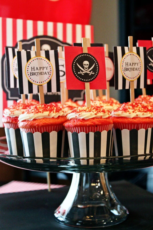 Printable Pirate Cupcake Toppers - Pirate Party Decorations by 505 Design Paperie