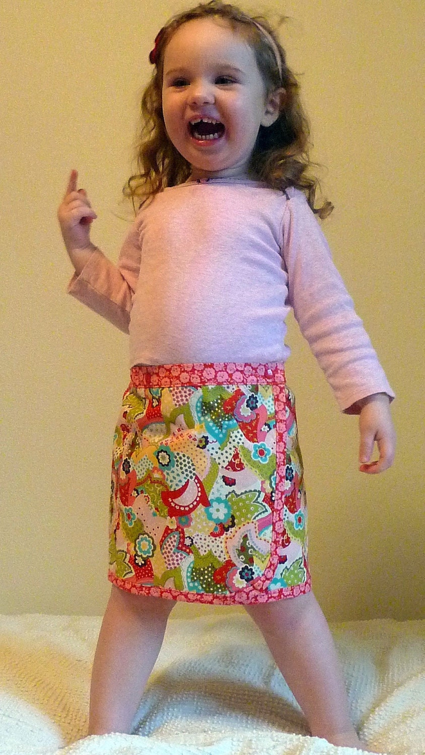 Patchwork Print Wraparound Girls Skirt