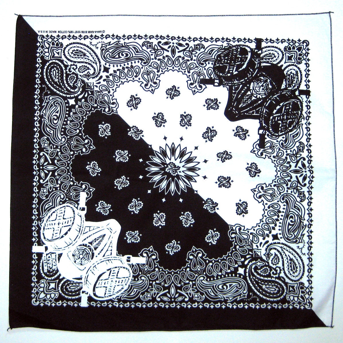2 in 1 Black & White Gasmask Bandana Punk Industrial Cyber Goth