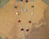 Gemstone Chakra Yoga Necklace with Om Pendant