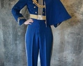 1950's Cobalt Blue Marching Band Uniform with Gold Trim