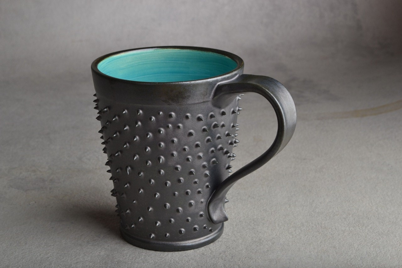 Spiky Mug: Made To Order Black and Blue Dangerously Spiky Mug by Symmetrical Pottery