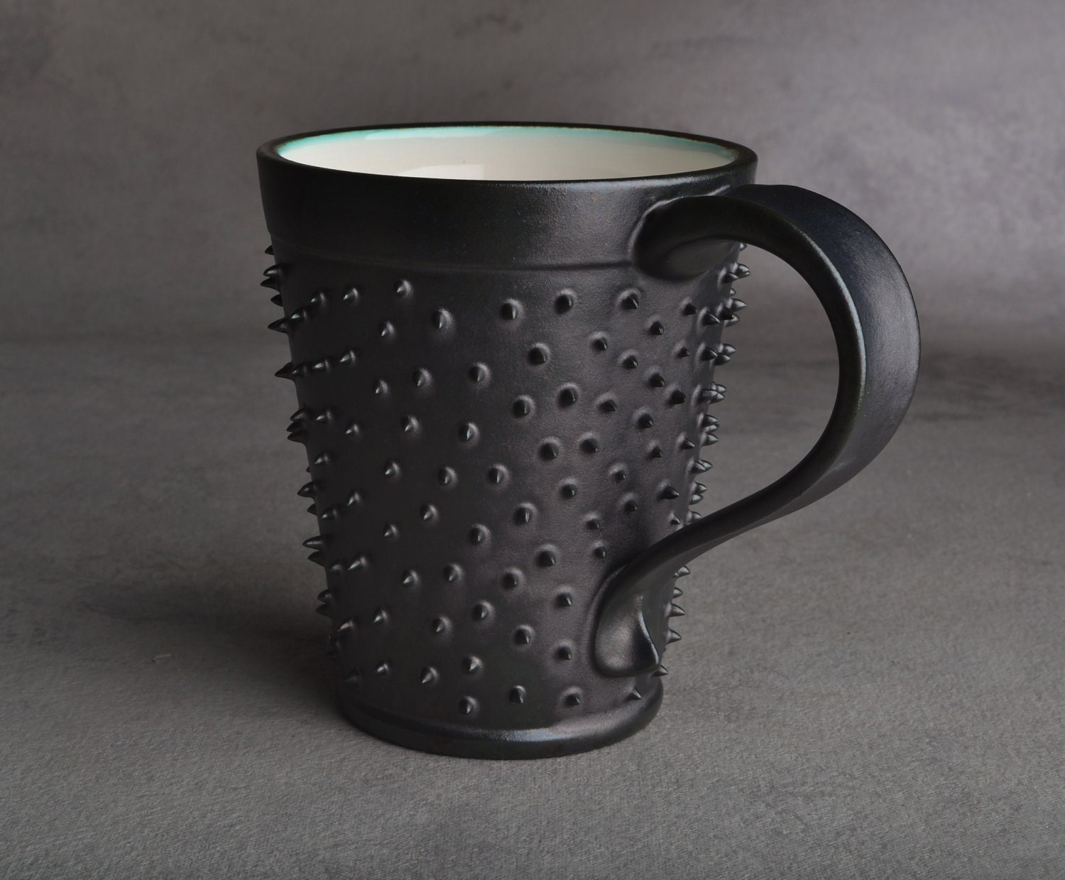 Spiky Mug: Made To Order Black and White Dangerously Spiky Mug by Symmetrical Pottery