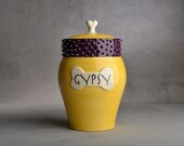 Dog Treat Jar Made To Order Yellow & Purple Spiky Collared Treat Jar by Symmetrical Pottery