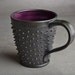 Spiky Mug: Made To Order Black and Royal Purple Dangerously Spiky Coffee Mug Cup by Symmetrical Pottery