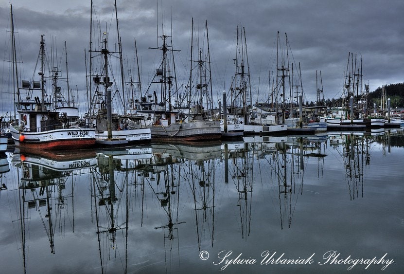 Nautical Photograph Sail Boats Sea Harbor Ocean Photography Grey Wall Art  4x6 Fine Art Photography Print