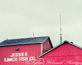 Abstract Photography Industrial Photograph Travel Photography rooftops mint red wall art modern minimalist  4x6 Fine Art Photography Print