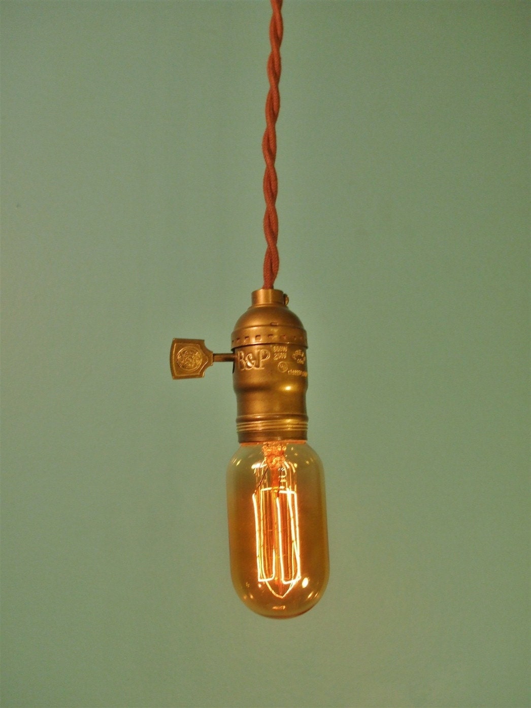 Vintage Minimalist Industrial Bare Bulb Light Sockets - Pendant Lamp, Brown Cloth Cord