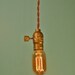 Vintage Minimalist Industrial Bare Bulb Light Sockets - Pendant Lamp, Brown Cloth Cord