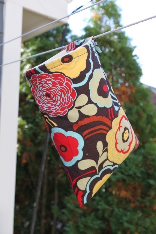 Lined Clothespin Bag Handmade- Colorful Modern Flowers by Pink Tag