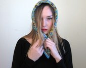 60's bohemian neon flower and paisley bandana scarf hanky women's