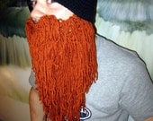 Long Orange Bearded Hat with Removable/Adjustable Beard