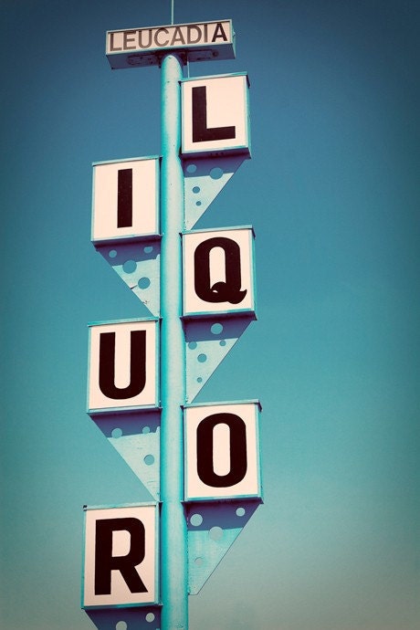 Vintage Route 101 Leucadia Liquors Googie Sign - Retro Home Bar Decor - San Diego Sign Art - 20X30 Fine Art Photograph