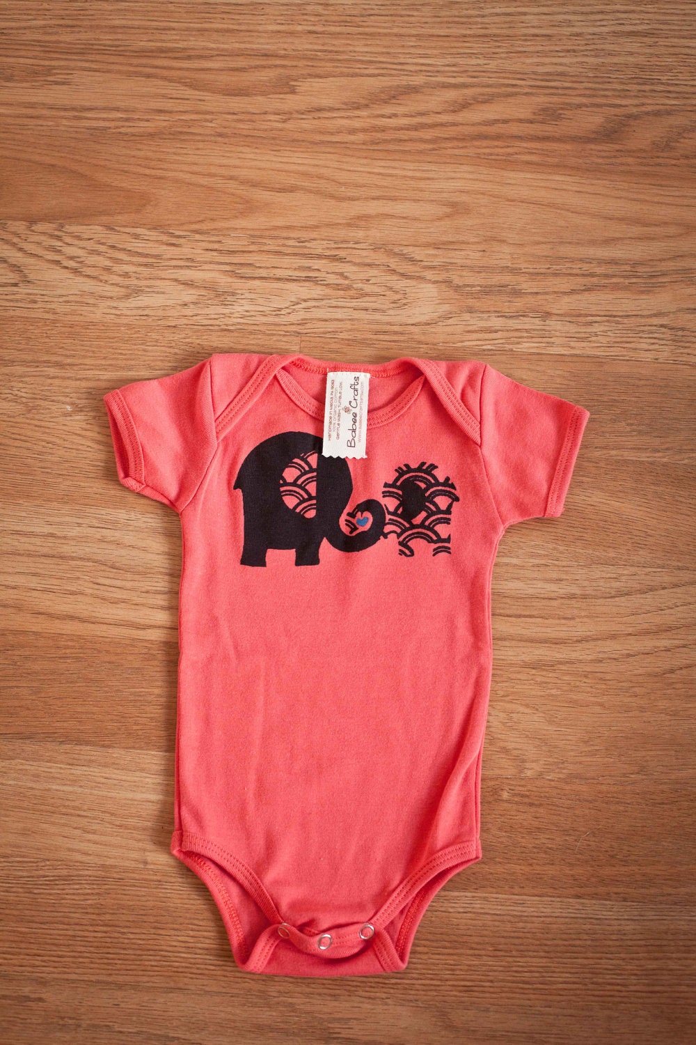 Baby Mine Organic Cotton Onesie - Coral Cutie - size 3-6 months
