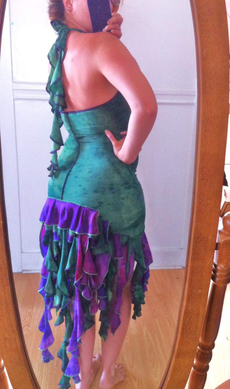 Custom Jellyfish Dress with tentacles and bustle Festival Burning Man Summer Costume Pixie Halter Dance