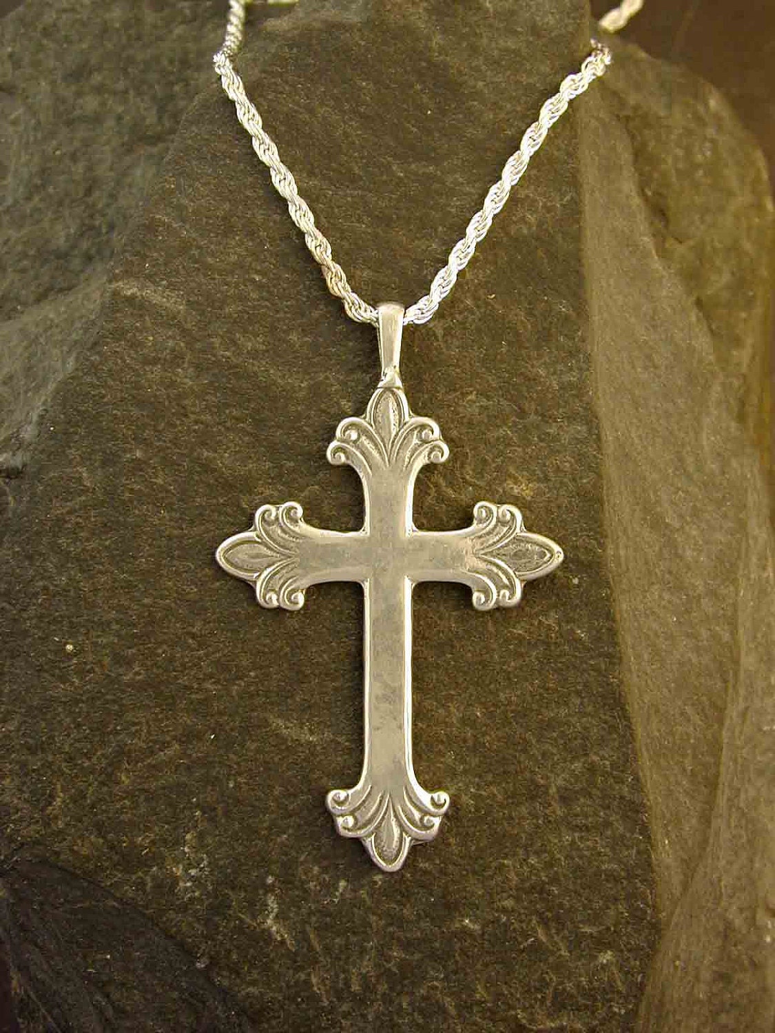 Sterling Silver Byzantine Cross Pendant on a Sterling Silver Chain
