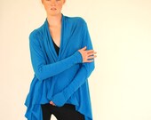 Organic Clothing - Open Cardigan - Shawl Wrap Top - Long Sleeve - Blue - Eco Friendly - Several Colors
