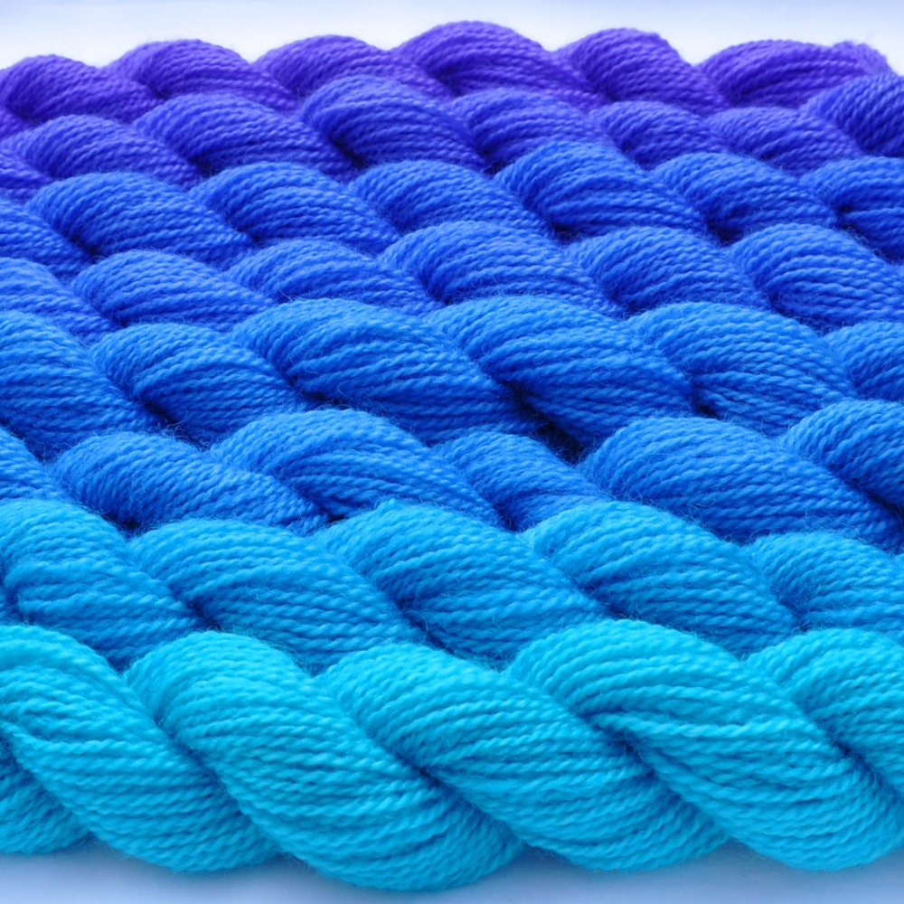 Saturated Violet to Aqua Color Bridge Yarn Set