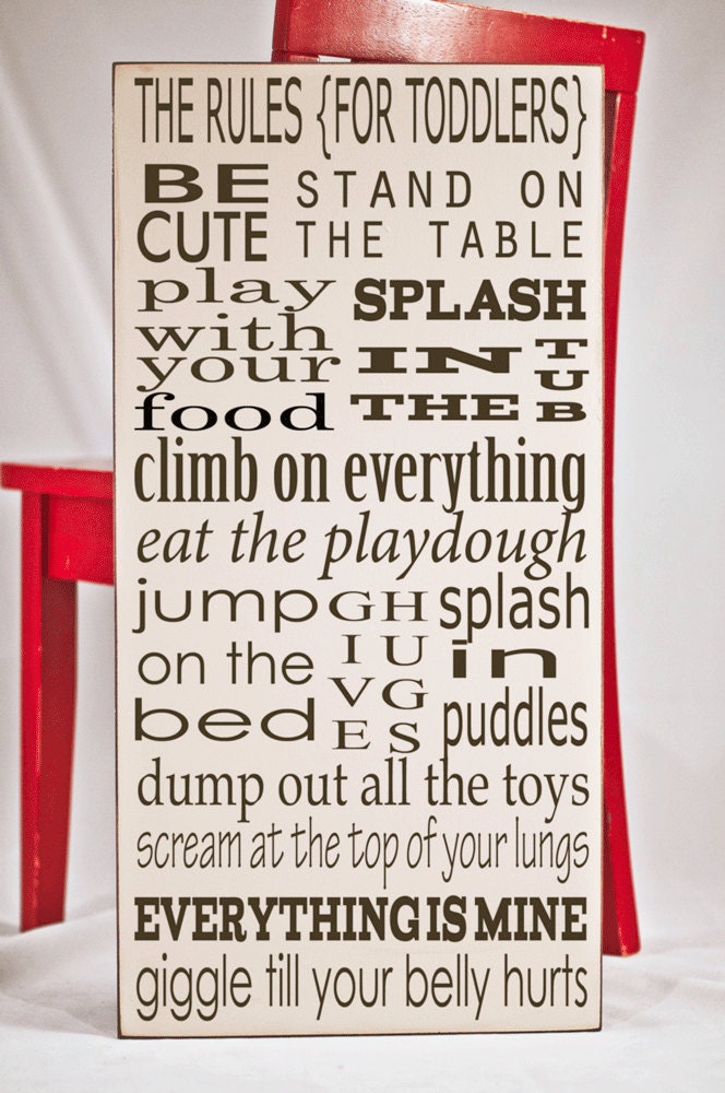 Toddlers Rules Subway Art - Your Choice of Color