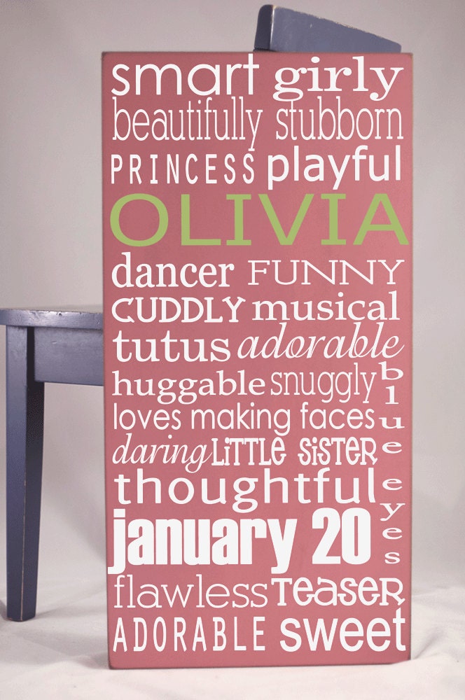 Child Custom Subway Art - Typography Word Art Sign - Your Choice of Color and Words