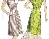 1940s Misses Two Piece Dress Vintage Sewing Pattern, DuBarry 6053  bust 30" uncut