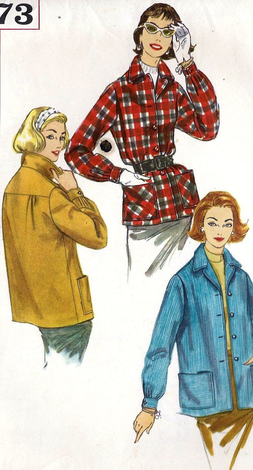 1950s Misses Jacket The suburbanite Vintage Sewing Pattern, Simplicity 2273 bust 38"