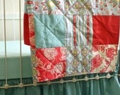 2 Pc - Baby Quilt  and Gathered Crib Skirt -  Modern Patchwork Baby Bedding