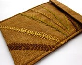 Nook Tablet sleeve - Nook Color case gadget holder - hand embroidered cover -  woodland leaves in greens and brown - iPad mini