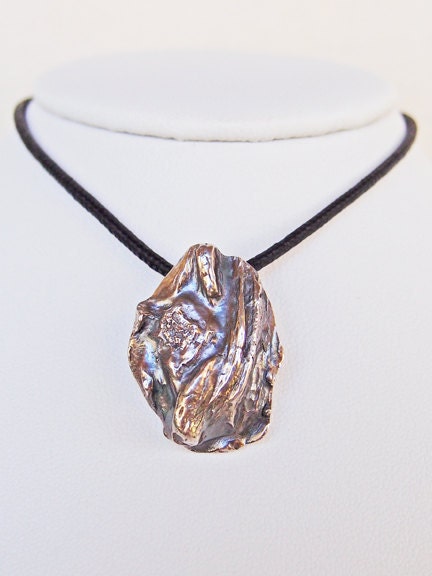 Petrified Wood Pendant in Fine Silver OOAK Handmade
