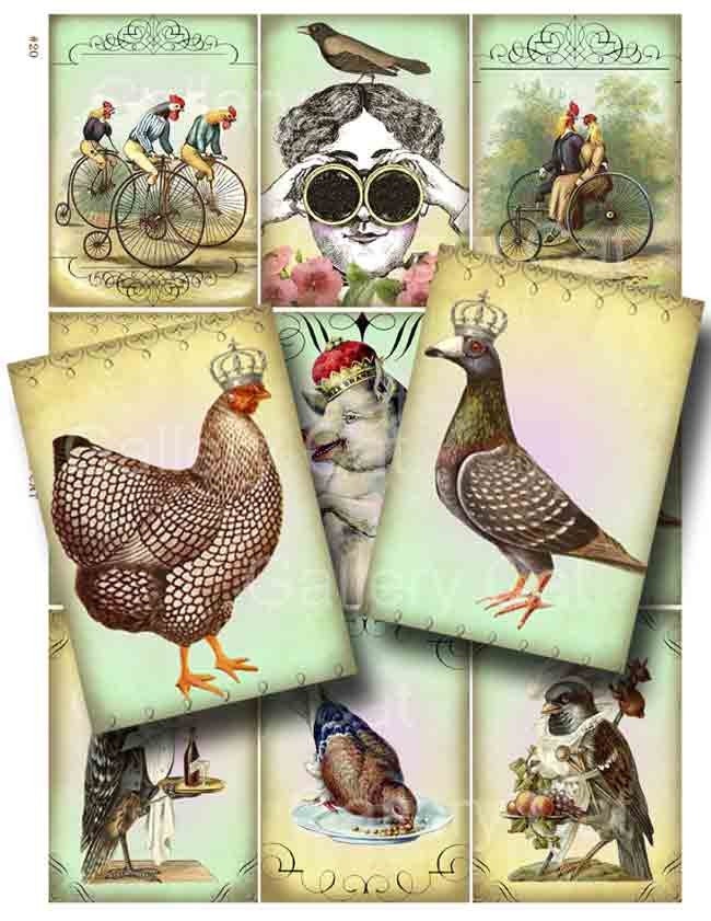 Vintage Whimsy Digital Collage Sheet Instant Download for Paper Crafts Decoupage Original Whimsical Altered Art by GalleryCat CS20