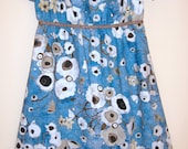 Peasant dress blue and white poppies Size 8