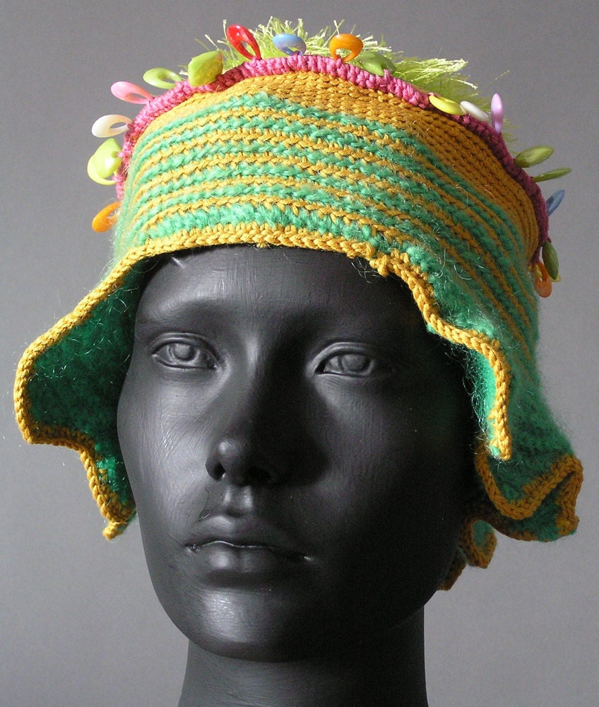 Greeny Blue Colorful Crochet Hat...
