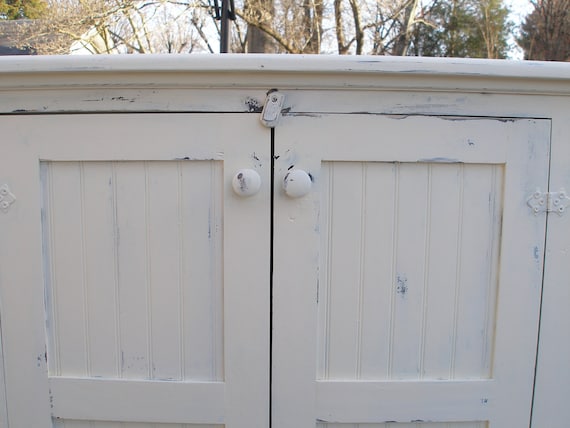 Cabinet, storage, cream distressed, shabby chic