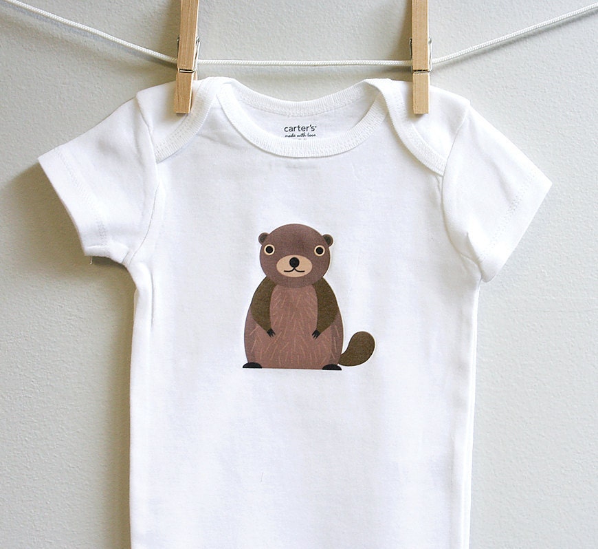 Baby clothing, groundhog baby onesie. Short or long sleeve. Your choice of size.