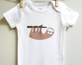 Baby clothes, baby boy or baby girl onesies, sloth, cute and adorable. Short or long sleeve. Your choice of size.