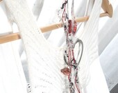 Snow white long necklace-beaded necklace for her-silver hearts jewelry -  HIPSTER- Easter gift- for girls- spring 2013