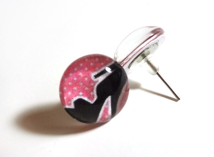 High Heeled Shoes Glass Post Earrings