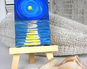 Original fine art painting - Gulf Shores Moonlight - 2x3 miniature