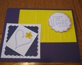 FREE SHIPPING - Purple, Yellow and white geometric and stamped hearts Greeting Cards, Set of 6 - Thinking of You