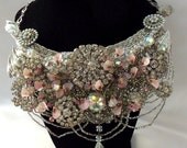 Crystal Bib Necklace, Statement Bib Choker, Vintage Haute Couture, OOAK Bridal Bib Choker, Wedding Accessory, Layaway Plans